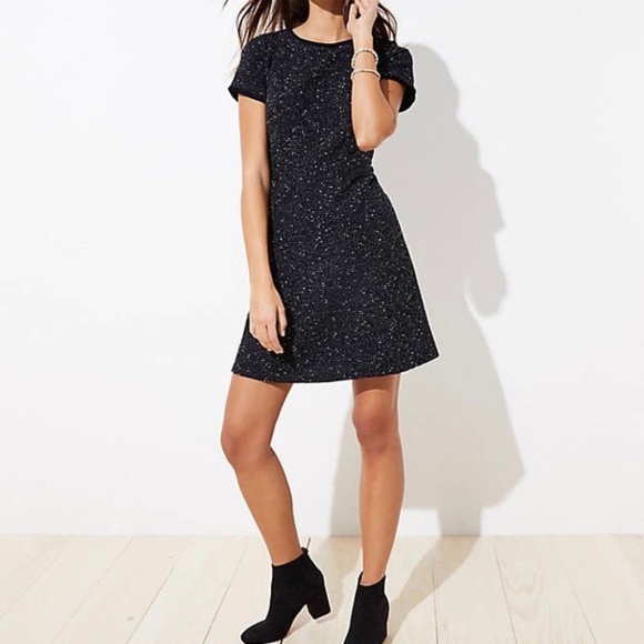 LOFT Dresses & Skirts - Loft Black Tweed Dress with Frayed Hem NWOT